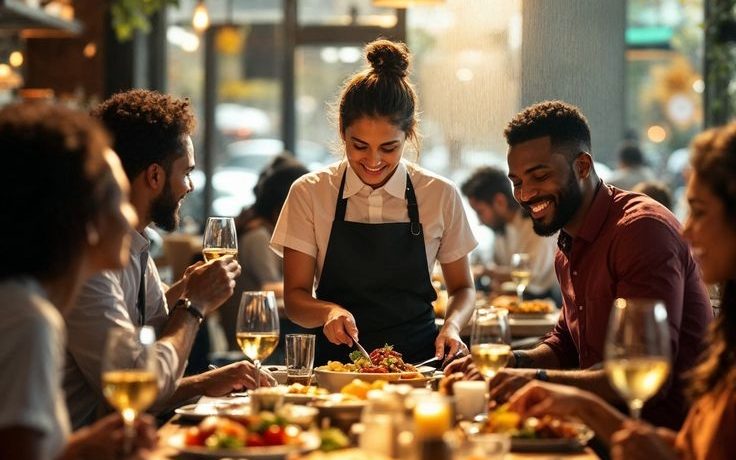 A busy restaurant kitchen